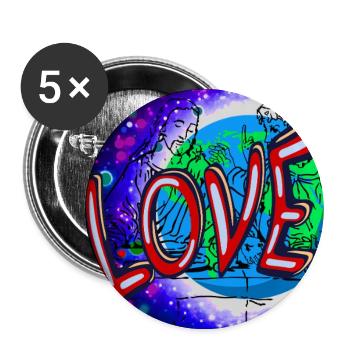Love im Neon-Kosmos - Buttons groß 56 mm (5er Pack) - Weiß - Vorne