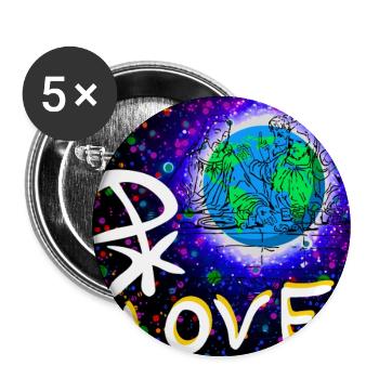 Kosmische Liebe und Pax Christi Neon-Print - Buttons groß 56 mm (5er Pack) - Weiß - Vorne