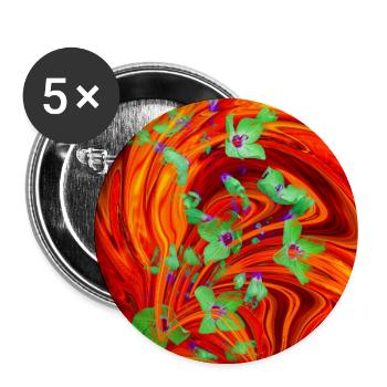 grüne Neonfeuerblume - Buttons groß 56 mm (5er Pack) - Weiß - Vorne