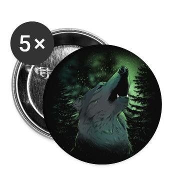 Wolfsruf im Nordlicht - Buttons groß 56 mm (5er Pack) - Weiß - Vorne