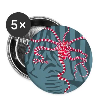 Rot Weißer Oktopus - Buttons groß 56 mm (5er Pack) - Weiß - Vorne