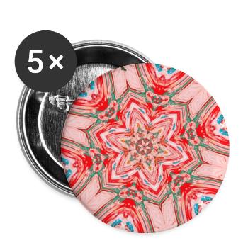 Kaleidoskope rosa-rot Mandala  - Buttons groß 56 mm (5er Pack) - Weiß - Vorne