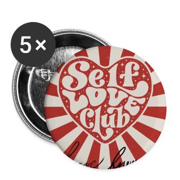 Selbstliebe-Club - Buttons groß 56 mm (5er Pack) - Weiß - Vorne