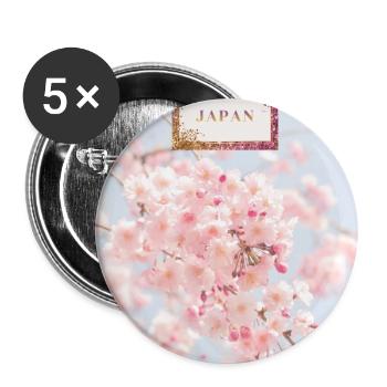 Japanische Sakura - Buttons groß 56 mm (5er Pack) - Weiß - Vorne