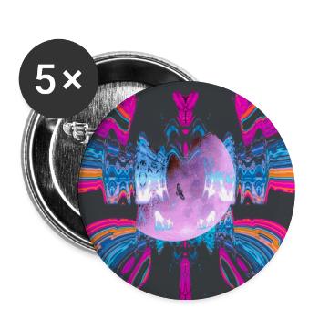 Neon Muster mit Mond und Adler im Zentrum - Buttons groß 56 mm (5er Pack) - Weiß - Vorne