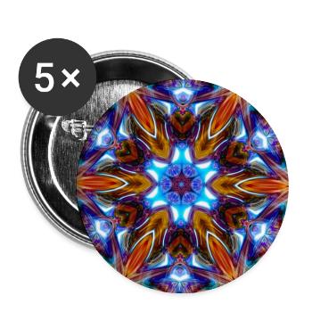 Bunter kaleidoskopische Mandala - Buttons groß 56 mm (5er Pack) - Weiß - Vorne