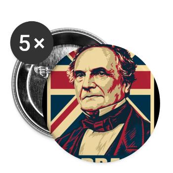Charles Babbage UK Pop Art - Buttons groß 56 mm (5er Pack) - Weiß - Vorne