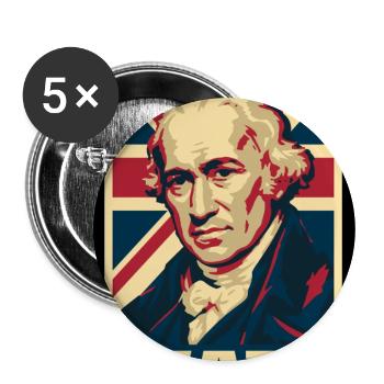 James Watt UK Pop Art - Buttons groß 56 mm (5er Pack) - Weiß - Vorne