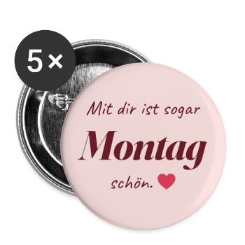Montag Liebe - Buttons groß 56 mm (5er Pack) - Weiß - Vorne