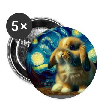 Zwergwidder Kaninchen Starry Night - Buttons groß 56 mm (5er Pack) - Weiß - Vorne
