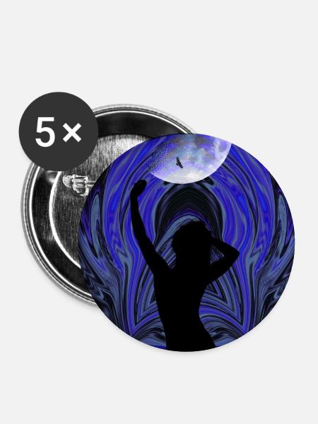 Mondtanz im psychedelischen Wirbel - Buttons groß 56 mm (5er Pack) - Weiß