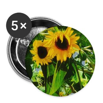 Ground Floor Flowers I Sunflowers I Holiday I Garden - Buttons large 2.2''/56 mm (5-pack) - white - Front