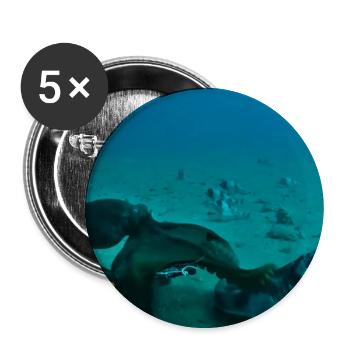Unterwasser Kraken Rochen - Buttons groß 56 mm (5er Pack) - Weiß - Vorne