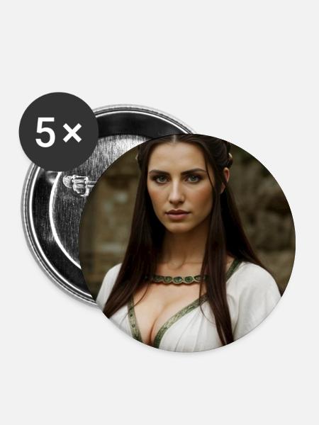 Keltiberische Frau - Buttons groß 56 mm (5er Pack) - Weiß