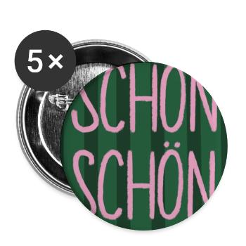 Nice - lettering pink-green - Buttons large 2.2''/56 mm (5-pack) - white - Front