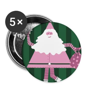 Tanzender Nikolaus - Weihnachtsmann in rosa - Buttons groß 56 mm (5er Pack) - Weiß - Vorne