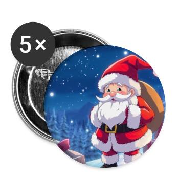 Christmas Man with Gifts Sack - Buttons large 2.2''/56 mm (5-pack) - white - Front