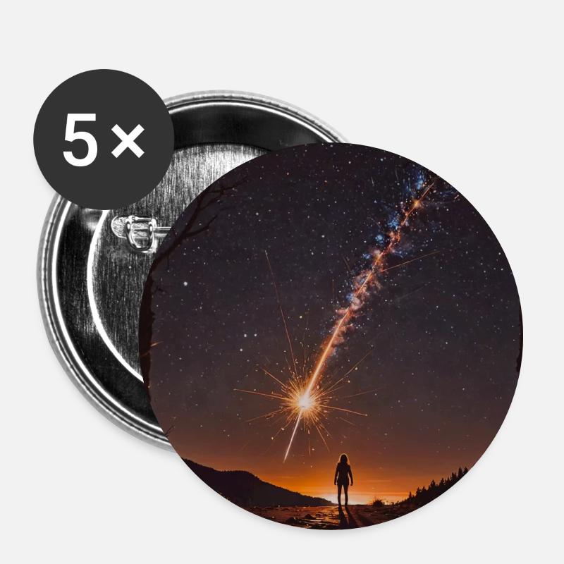 Starpath of Fire Sparks - Buttons large 2.2''/56 mm (5-pack) - white