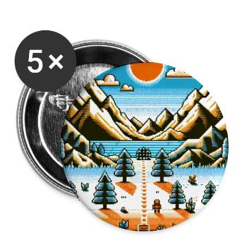 Retro Gaming Adventure - Buttons large 2.2''/56 mm (5-pack) - white - Front