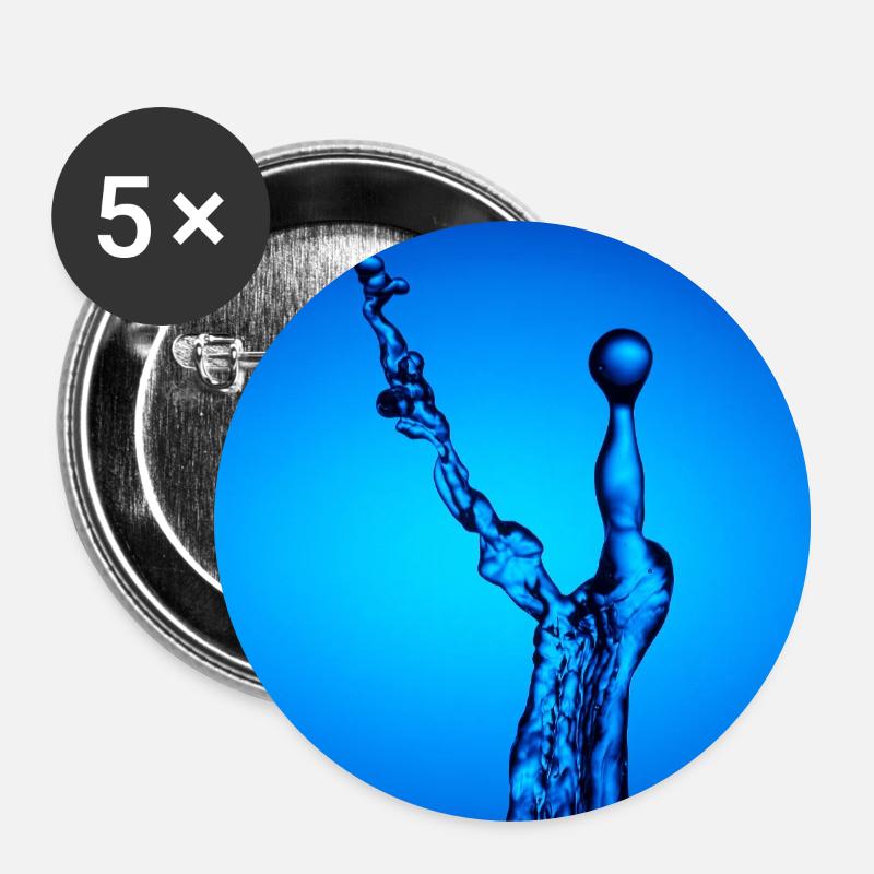 Blue Water Splash Abstract - Buttons large 2.2''/56 mm (5-pack) - white