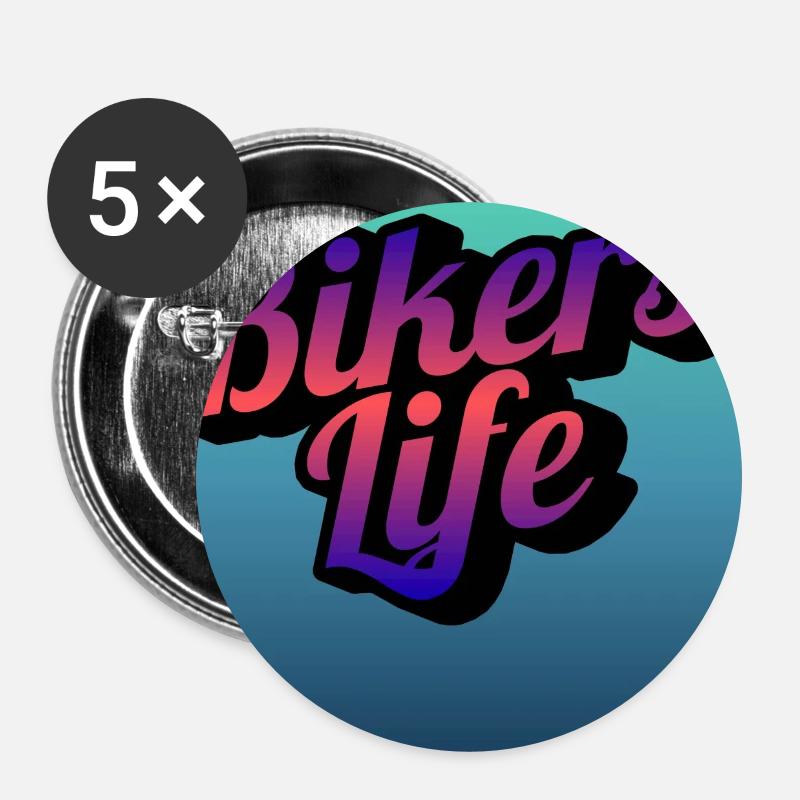 Biker Lebensgradient - Buttons groß 56 mm (5er Pack) - Weiß
