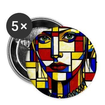 Mosaik mit Buntglasporträt - Buttons groß 56 mm (5er Pack) - Weiß - Vorne