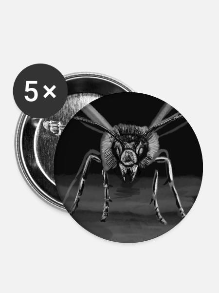 Midnight Stinger Mono Bee - Buttons groß 56 mm (5er Pack) - Weiß