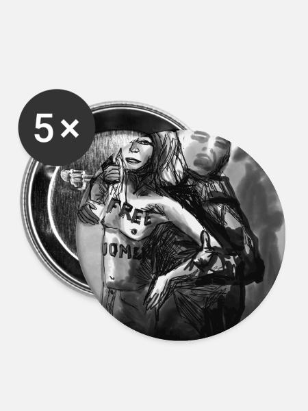 Freiheit unter Bedrohung - Buttons groß 56 mm (5er Pack) - Weiß