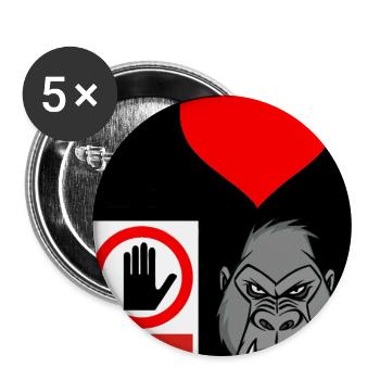 Heart Hand Gorilla Private Access - Buttons large 2.2''/56 mm (5-pack) - white - Front