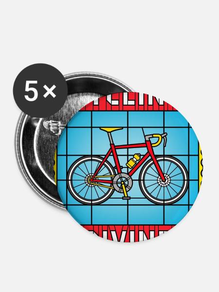 Cycling von Buntglasfenstern - Buttons groß 56 mm (5er Pack) - Weiß