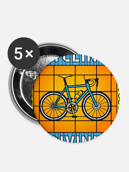 Cycling von Buntglasfenstern - Buttons groß 56 mm (5er Pack) - Weiß