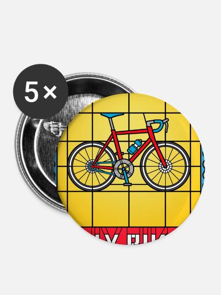 Fahrrad-Buntglasfenster - Buttons groß 56 mm (5er Pack) - Weiß