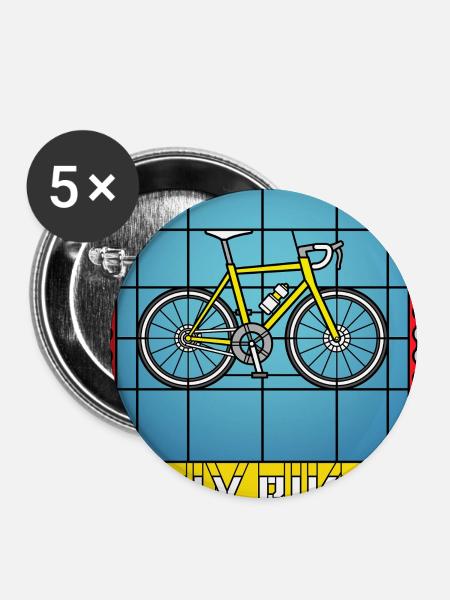 Fahrrad-Buntglasfenster - Buttons groß 56 mm (5er Pack) - Weiß