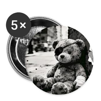 Urbaner Noir Teddybär im Ruin - Buttons groß 56 mm (5er Pack) - Weiß - Vorne