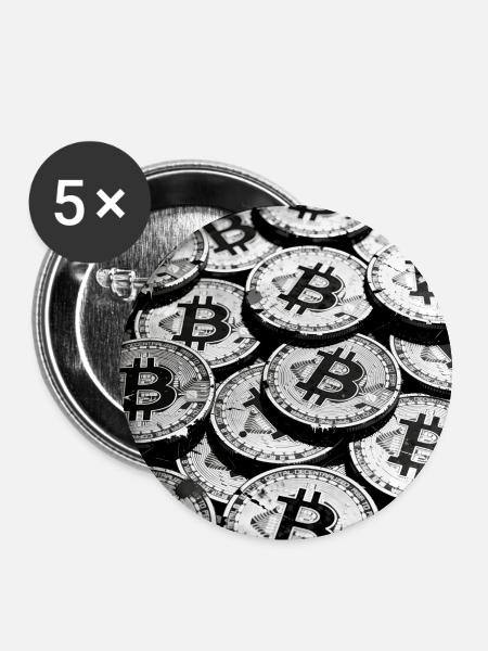 Bitcoin-Münzen-Mosaik - Buttons groß 56 mm (5er Pack) - Weiß