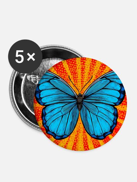 Schmetterling - Buttons groß 56 mm (5er Pack) - Weiß