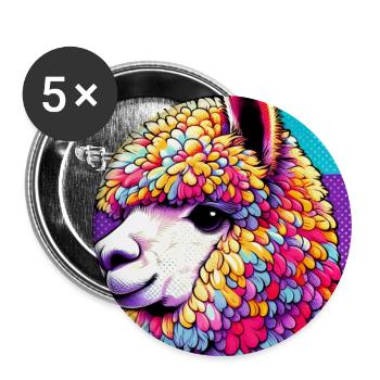 Alpaka - Buttons groß 56 mm (5er Pack) - Weiß - Vorne