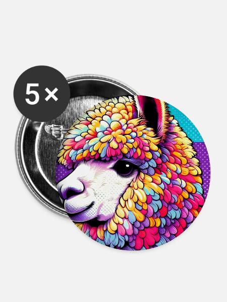 Alpaka - Buttons groß 56 mm (5er Pack) - Weiß