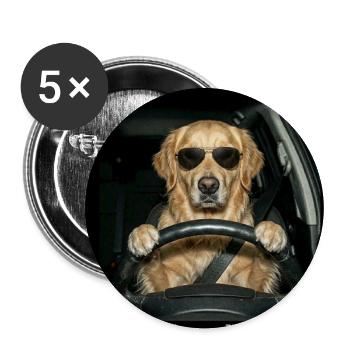 Hund Radar Kontrolle Blitzer - Buttons groß 56 mm (5er Pack) - Weiß - Vorne
