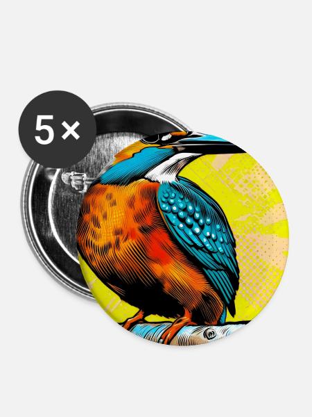 Eisvogel - Buttons groß 56 mm (5er Pack) - Weiß