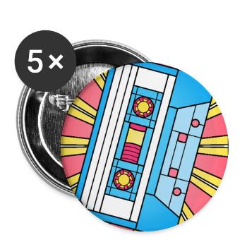 Stained Glass Cassette Tape Illustration - Buttons large 2.2''/56 mm (5-pack) - white - Front