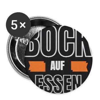 Bock auf Essen - Buttons groß 56 mm (5er Pack) - Weiß - Vorne