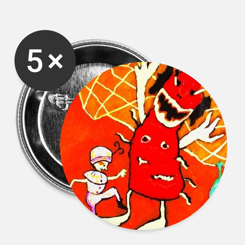 The monster is trapped - Buttons large 2.2''/56 mm (5-pack) - white