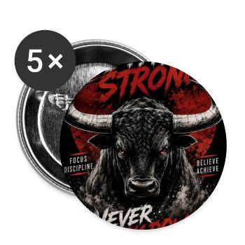 Fort Taureau Reste Fort - Lot de 5 grands badges (56 mm) - blanc - Devant