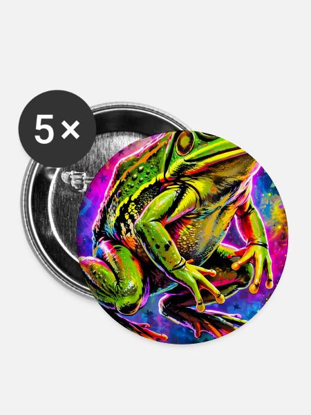 Frosch - Buttons groß 56 mm (5er Pack) - Weiß