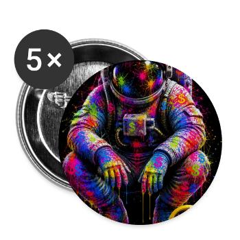 Bunte Weltraumkunst - Buttons groß 56 mm (5er Pack) - Weiß - Vorne