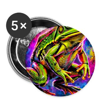 Frosch - Buttons groß 56 mm (5er Pack) - Weiß - Vorne