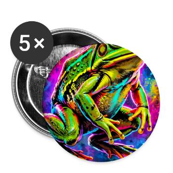 Frosch - Buttons groß 56 mm (5er Pack) - Weiß - Vorne