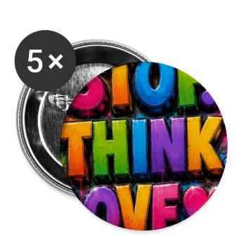 StopThinkLove - Motive - Buttons groß 56 mm (5er Pack) - Weiß - Vorne