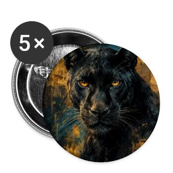 Panthère noire dorée - Buttons large 2.2''/56 mm (5-pack) - white - Front